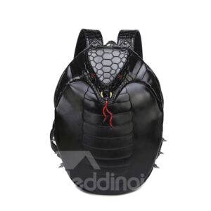 Snake King Fashion Cool PU Leather Casual Laptop Backpack