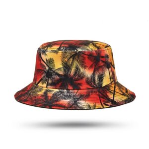 3D Printed Hawaii Coconut Tree Bucket Hat Summer UV Protection Packable Reversible Lightweight Fisherman Cap Sun Hats Outdoor Summer Travel Hiking Beach Caps