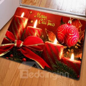Rectangle Red Simple Style Gift Pattern Christmas Decoration Non Slip Doormat