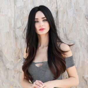 Synthetic Hair Women Natural Straight Capless 24 Inches 130% Wigs Heat Resistant Natural Looking Daily Party Wigs Cosplay Wigs with Natural Bangs with Free Wig Cap