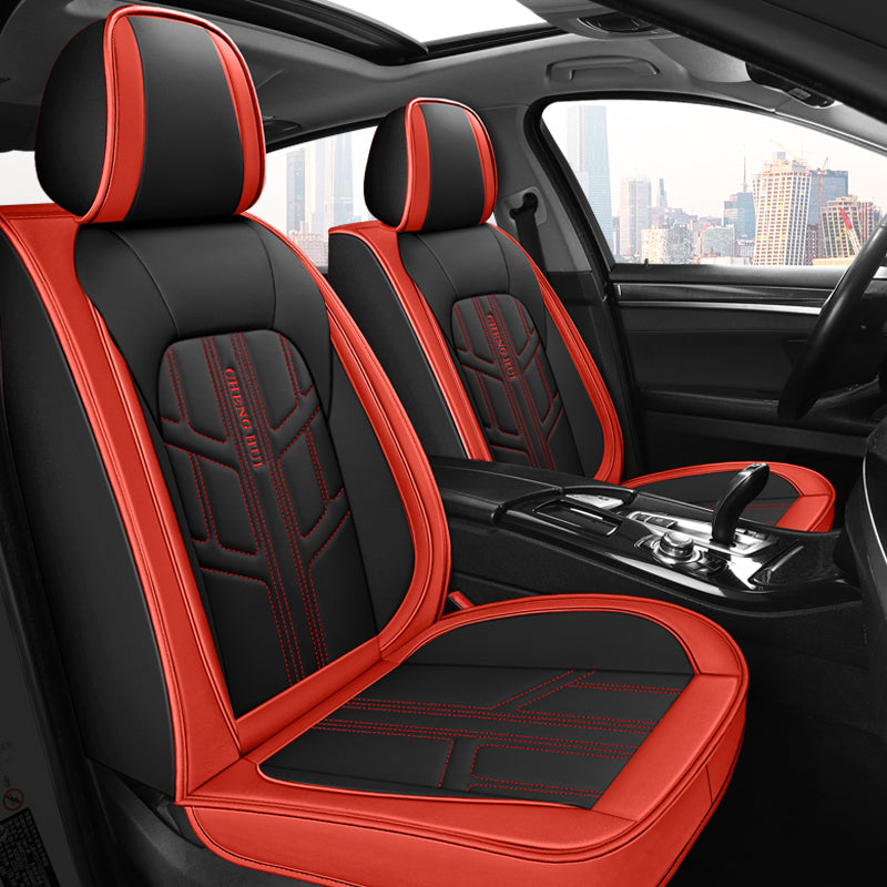 Universal Car Seat Cover Suitable for 5-Seater Sedan SUV Faux Leather Geometric Pattern - Image 14