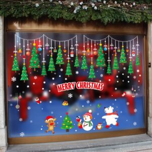 Christmas Window Clings PVC Stickers Window Wall Stickers Christmas Deer Christmas SnowmanTrees Party Stickers Decal Ornaments