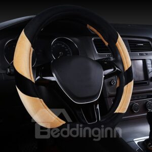 Super Popular Contrast Color Design Short Plush Material Comfortable Medium Car Steering Wheel Cover