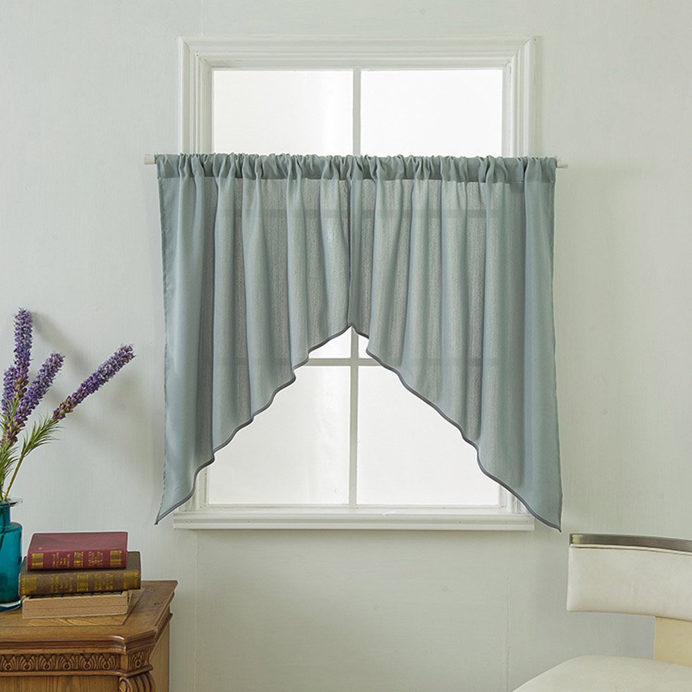 Modern Simple Plain Window Valance 2 Pcs Sheer Voile Valance for Kitchens Bathrooms Basements & More - Image 5