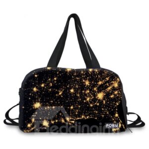 Shining Stars Pattern Black 3D Painted Travel Bag