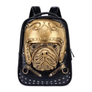 3D Doggy Rivet Punk Painted Handbag For Men&Women PU Waterproof Shoulder Bags