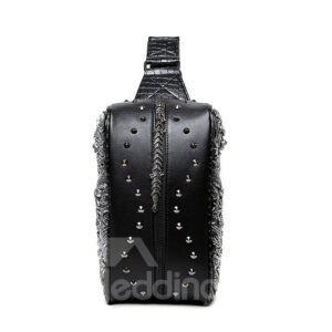 3D Cool Like Eight Circle Backpack PU Leather Shoulder Bag