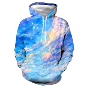 Creative 3D Print Men's Hoodie Blue Sky Couple Outfit Unisex Pullover Hoodies Fashion Long Sleeve Loose Polyester Sweatshirt Sportswear
