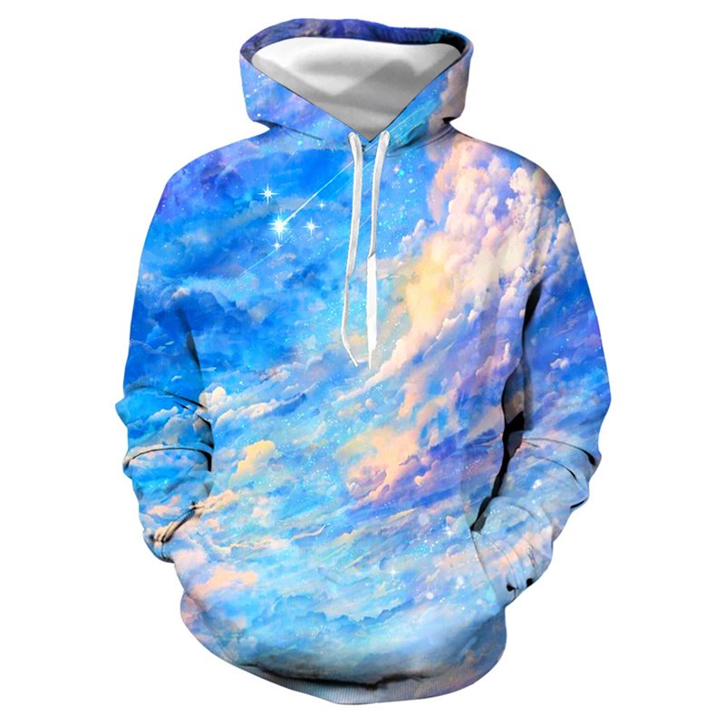 Creative 3D Print Men's Hoodie Blue Sky Couple Outfit Unisex Pullover Hoodies Fashion Long Sleeve Loose Polyester Sweatshirt Sportswear - Image 3