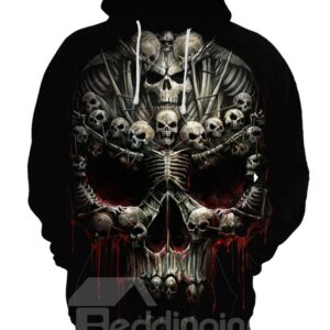 Lightweight Pullover Polyester Casual Style Skull 3D Painted Hoodie