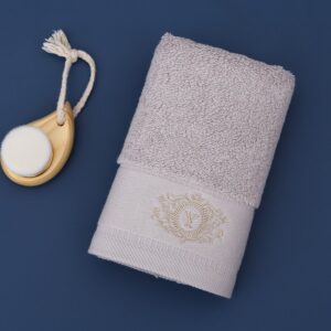 Embroidery Rectangular Cotton Plain Towel Simple Style Face & Hand Towel 2 PCS Set