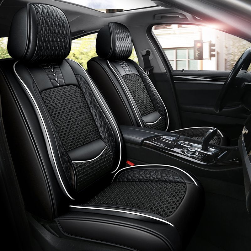 Breathable and Cool Ice Silk and Wear-resistant Leather Material Suitable for Most 5-seater Cars or Pickup Trucks Universal Fit Seat Covers - Image 6
