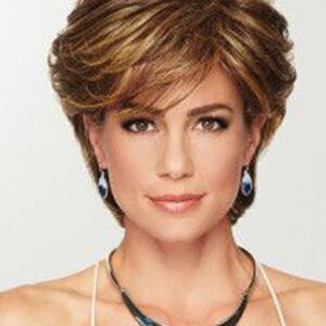 Synthetic Hair Wavy Lace Front Cap Women 8 Inches 120% Wigs Heat Resistant Natural Looking Daily Party Wigs Cosplay Wigs with Natural Bangs with Free Wig Cap