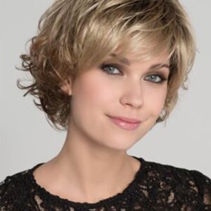 Capless Synthetic Hair Natural Straight Women 120% 14 Inches Wigs Heat Resistant Natural Looking Daily Party Wigs Cosplay Wigs with Natural Bangs with Free Wig Cap