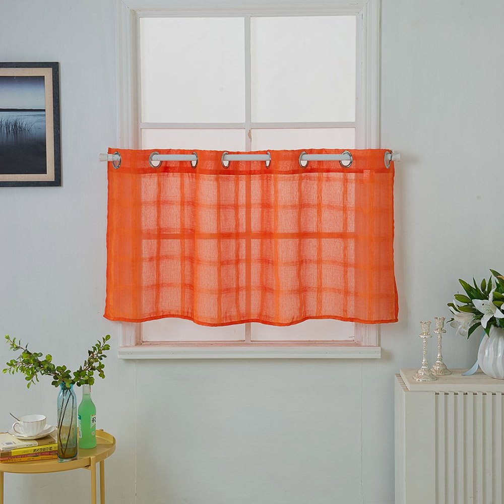 Modern Solid Color Polyester Window Valance 1Pc Sheer Voile Short Curtain for Kitchens Bathrooms Basements & More - Image 9