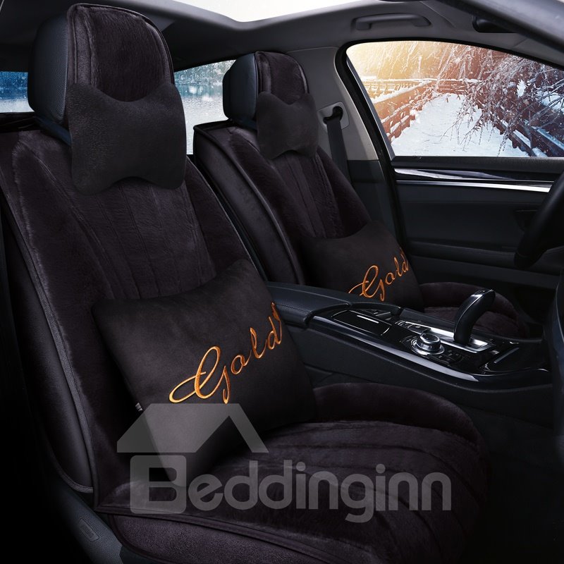 Warm Skin-friendly Feel Lambswool Winter Comfort Car Drivers Seat Covers - Image 3