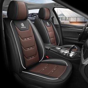 Simple Style Durable Leather 5 Seats Trendy Security Breathable and Environmentally Friendly No Odor Stain Resistant Wear Resistant Full Coverage Four Seasons Universal Seat Covers Suitable for SUV Truck