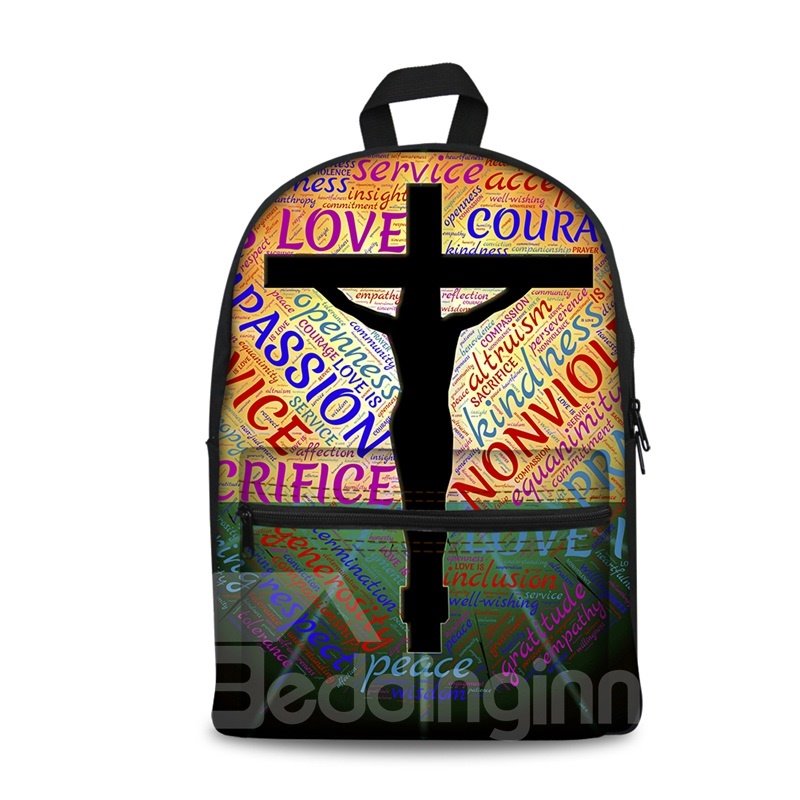 Love Passion Peace Jesus 3D Pattern School Outdoor for Man&Woman Backpack