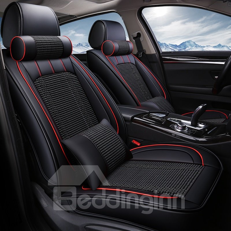 Simple Style Color Block Ice Silk Universal Car Seat Cover - Image 4