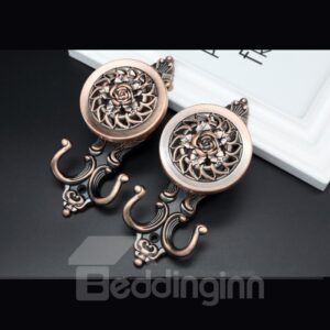 Tieback Curtain Holdbacks Rose Design Wall Hook Vintage Style 1 Pair