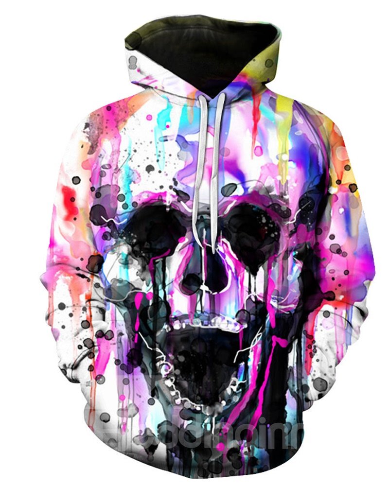 Unisex Kangaroo Pocket Loose Model Pullover Casual Style 3D Painted Hoodie