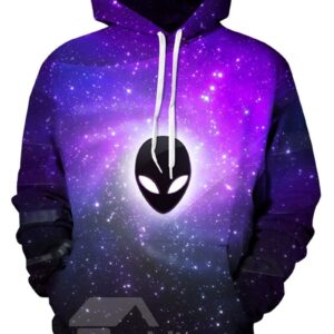 Long Sleeve ET Pattern Purple Galaxy Background 3D Painted Hoodie