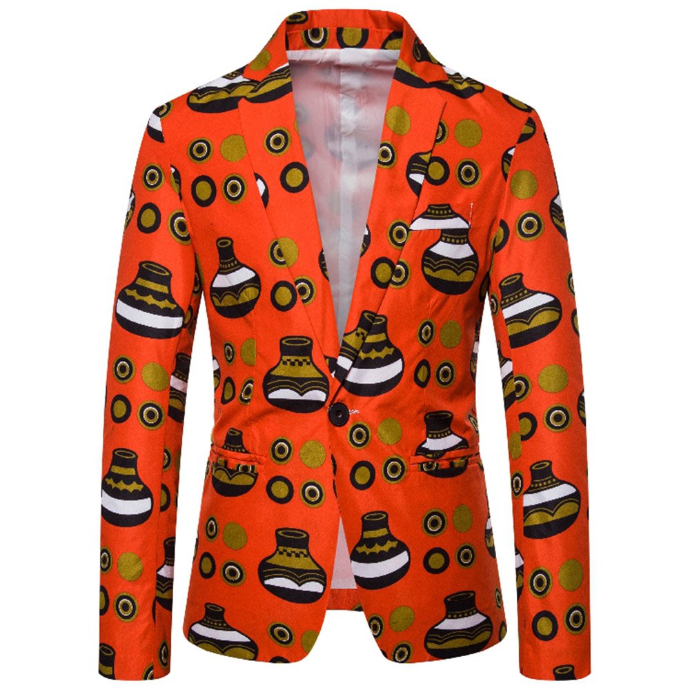 Casual Men's Suit Jackets Orange Color One Button Notched Lapel Dress Coats Slim Fit Leisure Blazer Suitable for Party Festival Daily - Image 5