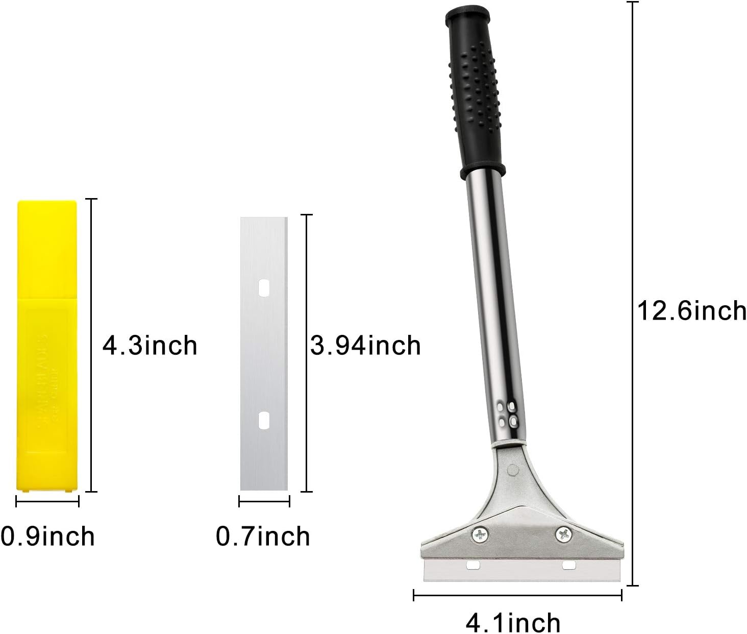 4 Inch Razor Blade Scraper Tool Tile Paint Scraper Floor Wall Paper Removal Smoothing Scraper with 10 Pieces Replacement Blades for Removing Wallpaper, Sticker Glue Floor Adhesive 2 Pieces (Black) - Image 2