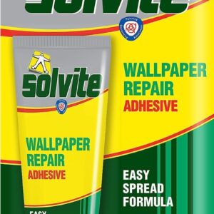 Solvite 1574678 Wallpaper Repair Adhesive, Paste for Fixing Tears, Seams & Edges, Extra-Strong Glue for Seam Repair, 1x56g, Green/Yellow