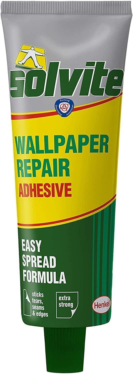 Solvite 1574678 Wallpaper Repair Adhesive, Paste for Fixing Tears, Seams & Edges, Extra-Strong Glue for Seam Repair, 1x56g, Green/Yellow - Image 3