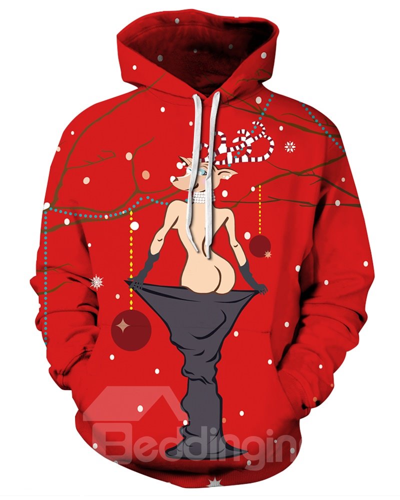 Christmas Sexy Miss Deer Long Sleeve 3D Pattern Hoodie - Image 5