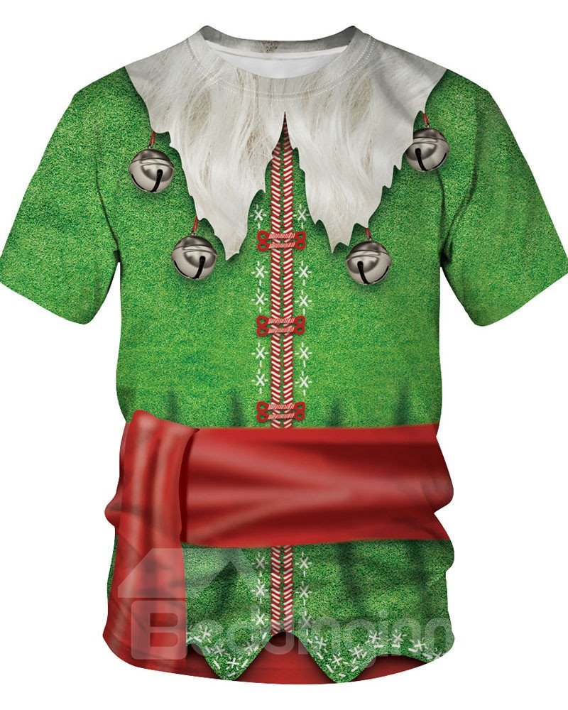 Casual Style Loose Model Round Neck Christmas 3D T-Shirt