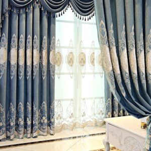 European Floral Embroidery Sheer Curtains for Living Room Bedroom Custom 2 Panels Breathable Voile Drapes No Pilling No Fading No off-lining