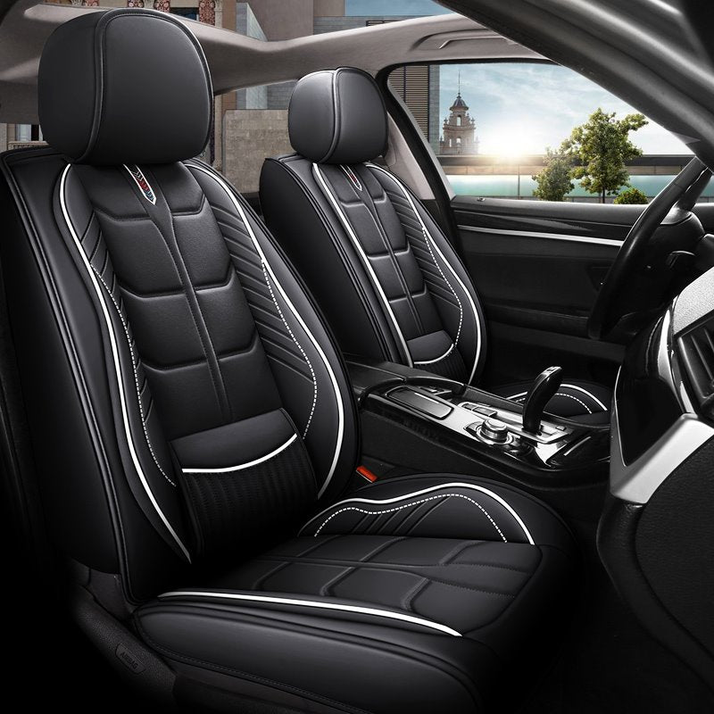 Durable Leather 5 Seats No Odor Wear Resistant Full Coverage Four Seasons Universal Seat Covers Compatible with Airbags - Image 2