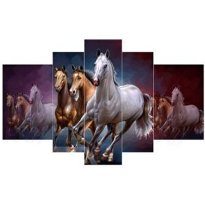 Hanging Running Horses Pattern 5-Piece Canvas Eco-friendly and Waterproof Non-framed Prints