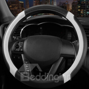 Classic Style Two Colors Squares Durable PU Material Car Steering Wheel Cover