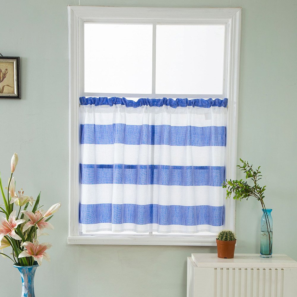Modern Striped Polyester Window Valance 1 Pc Short Curtain for Kitchens Bathrooms Basements & More - Image 3