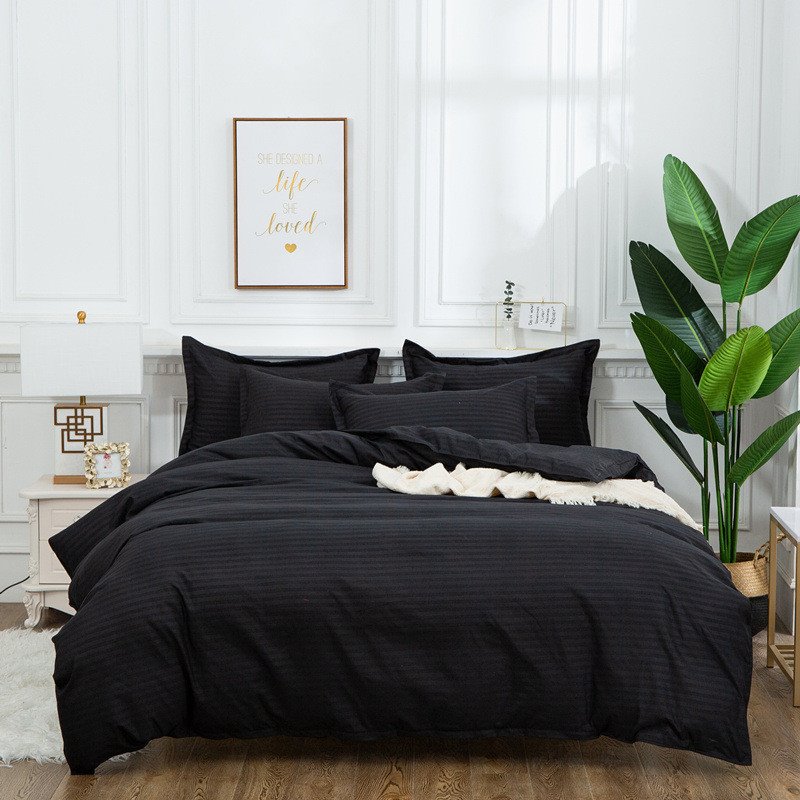 Modern Solid Color Stripes 3-Piece Polyester Bedding Set 1 Duvet Cover 2 Pillowcases - Image 18