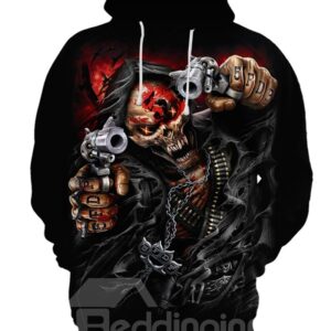 Vibrant Color Loose Model Unisex Pullover Kangaroo Pocket 3D Painted Hoodie