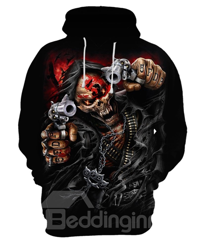 Vibrant Color Loose Model Unisex Pullover Kangaroo Pocket 3D Painted Hoodie