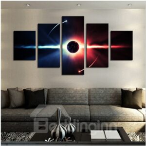 Star Pattern 5-Piece Canvas Hung Non-framed Wall Prints