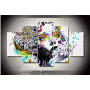 Girl Head Hanging 5-Piece Canvas Eco-friendly and Waterproof Non-framed Prints