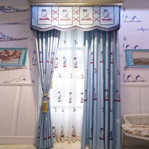 Modern White Boat Pattern Sheer Curtains for Living Room Bedroom Decoration Custom 2 Panels Breathable Voile Drapes No Pilling No Fading No off-lining Polyester