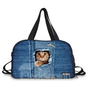 Blue Animal Pattern Nylon Large Capacity Outdoor 3D Travel Bags