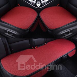 Charming Red Color Durable PET Material Good Breathability Universal 3-Pieces Five Car Seat Mat