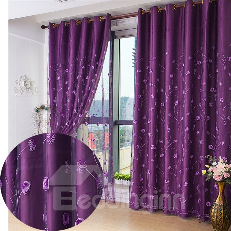 Noble Embroidered Blackout Curtains for Living Room Bedroom Thick Polyester Purple Shading Cloth and Sheer Curtain Set No Pilling No Fading No off-lining - Image 11