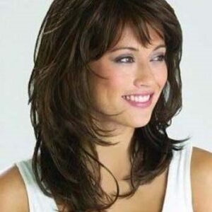 Capless Straight Women Human Hair 120% 16 Inches Wigs Heat Resistant Natural Looking Daily Party Wigs Cosplay Wigs with Natural Bangs with Free Wig Cap