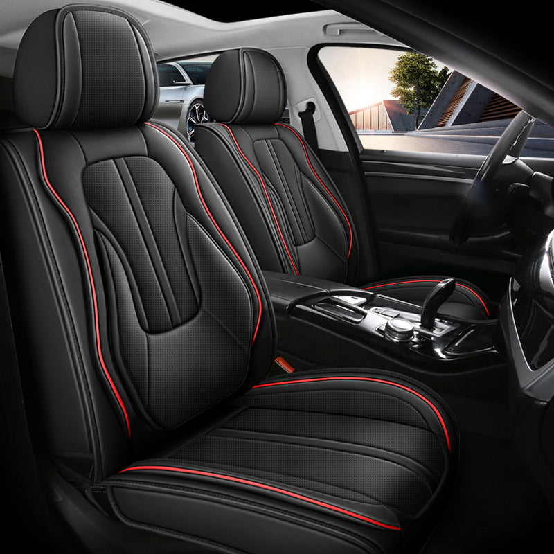 Sport Theme Car Seat Cover for 5-Seater Sedan SUV, Universal Fit Microfiber Leather Full Set Cushion Covers - Image 8