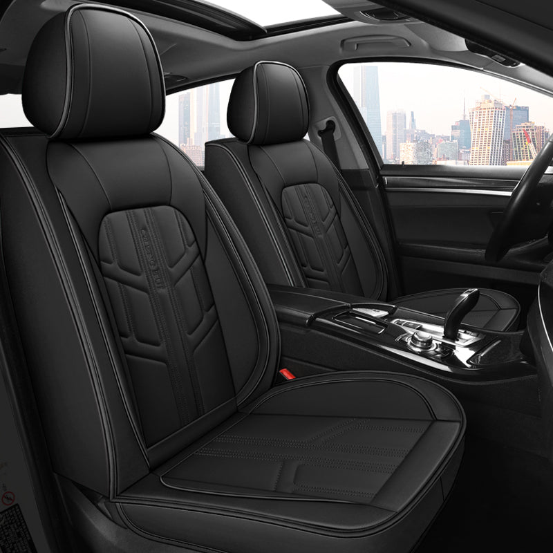 Universal Car Seat Cover Suitable for 5-Seater Sedan SUV Faux Leather Geometric Pattern - Image 17