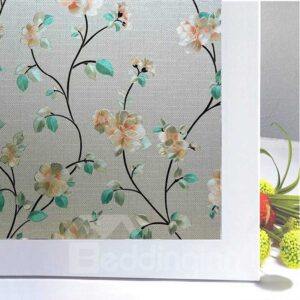 Modern Window Film Flowers and Leaves Static Sticker No-glue Adiabatic Decorative Privacy